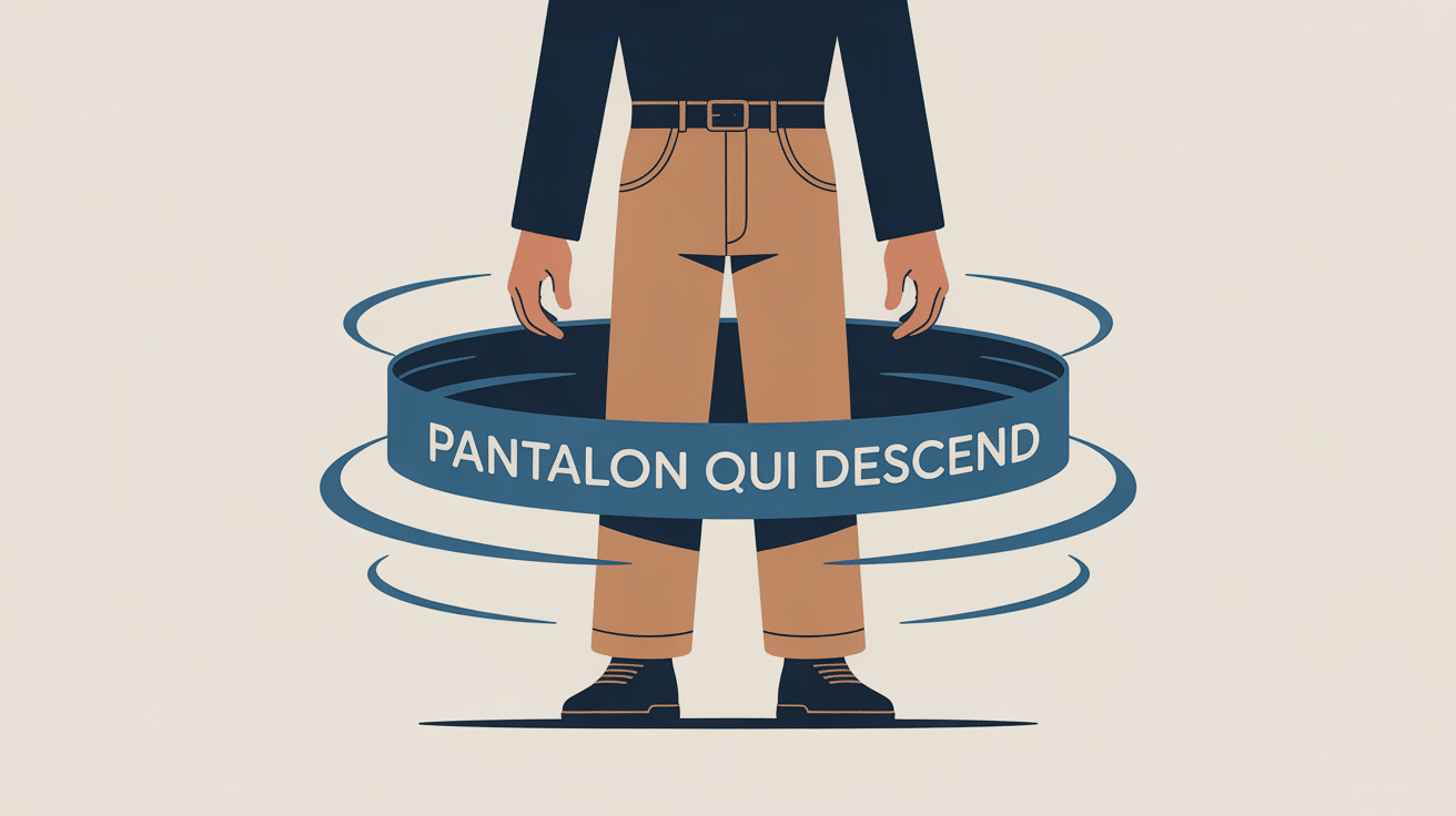 Illustration des causes du pantalon qui descend et solutions