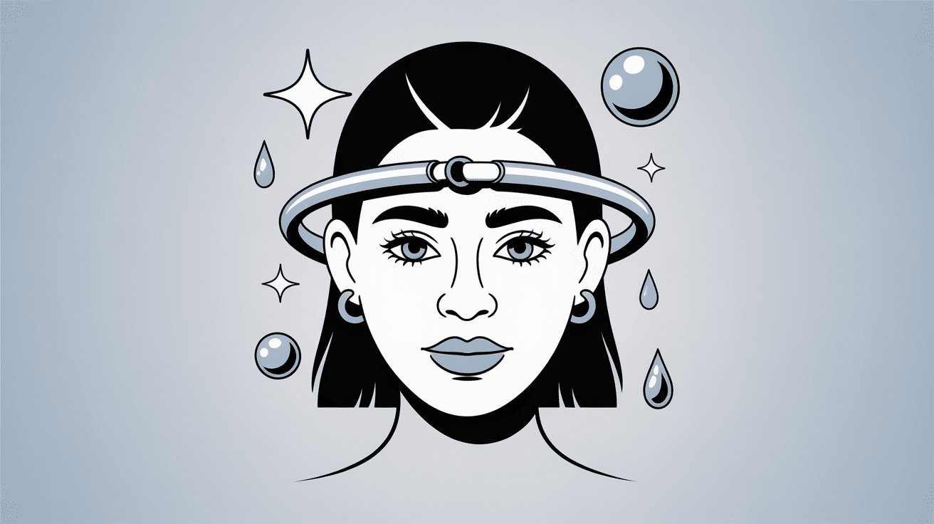 Illustration piercing arcade profil, bijou courbe, hygiène et cicatrisation