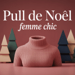 pull noël femme chic vectoriel élégant, motif jacquard discret