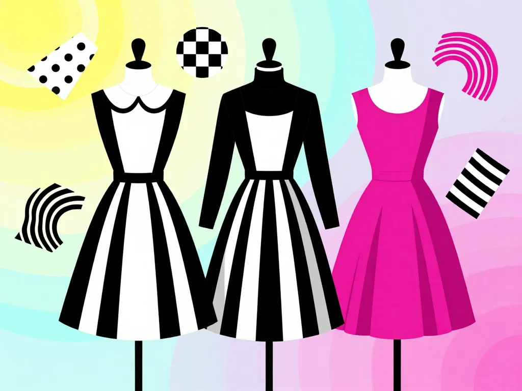 robe année 60 coupes trapèze chasuble patineuse motifs géométriques