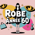 robe année 60 silhouette trapèze col Claudine et motifs graphiques