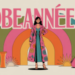 Illustration robe année 70 avec accessoires iconiques