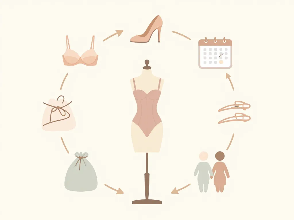 Diagramme préparation essayages robe de mariée grande taille, accessoires