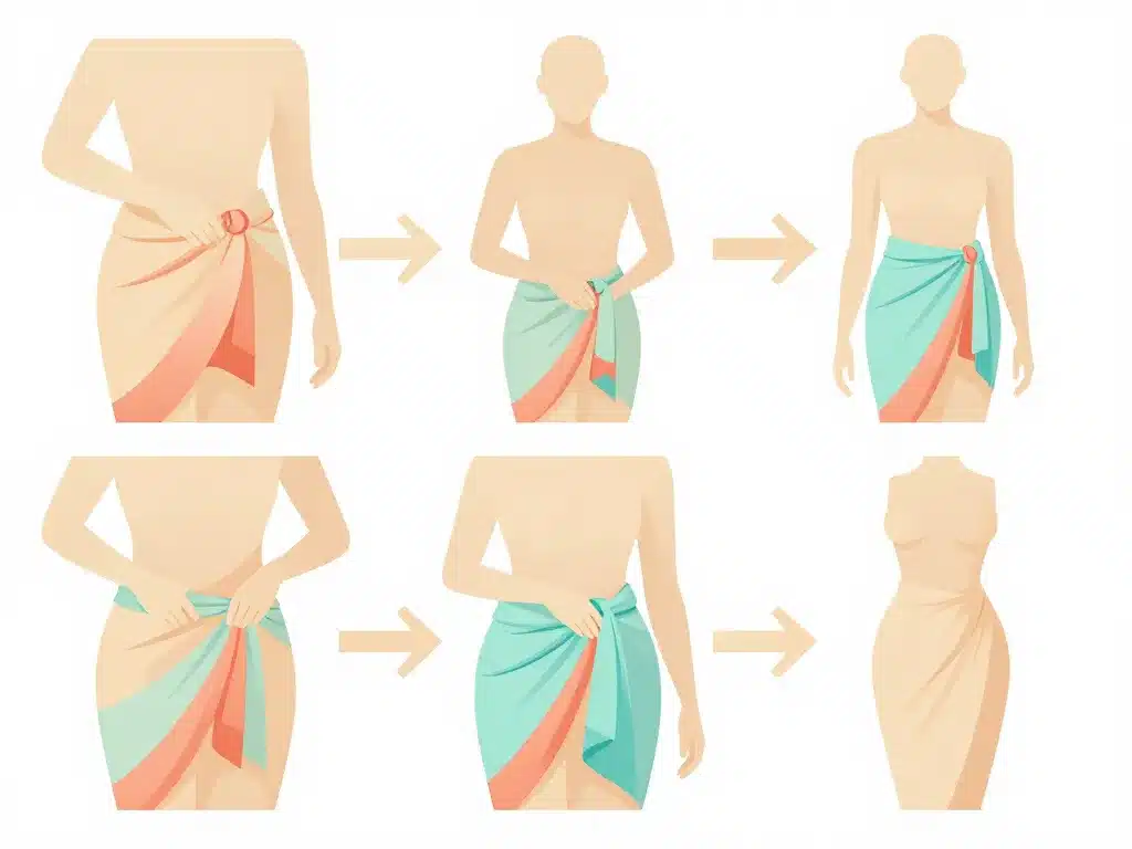 Diagramme des nouages de sarong en jupe et robe