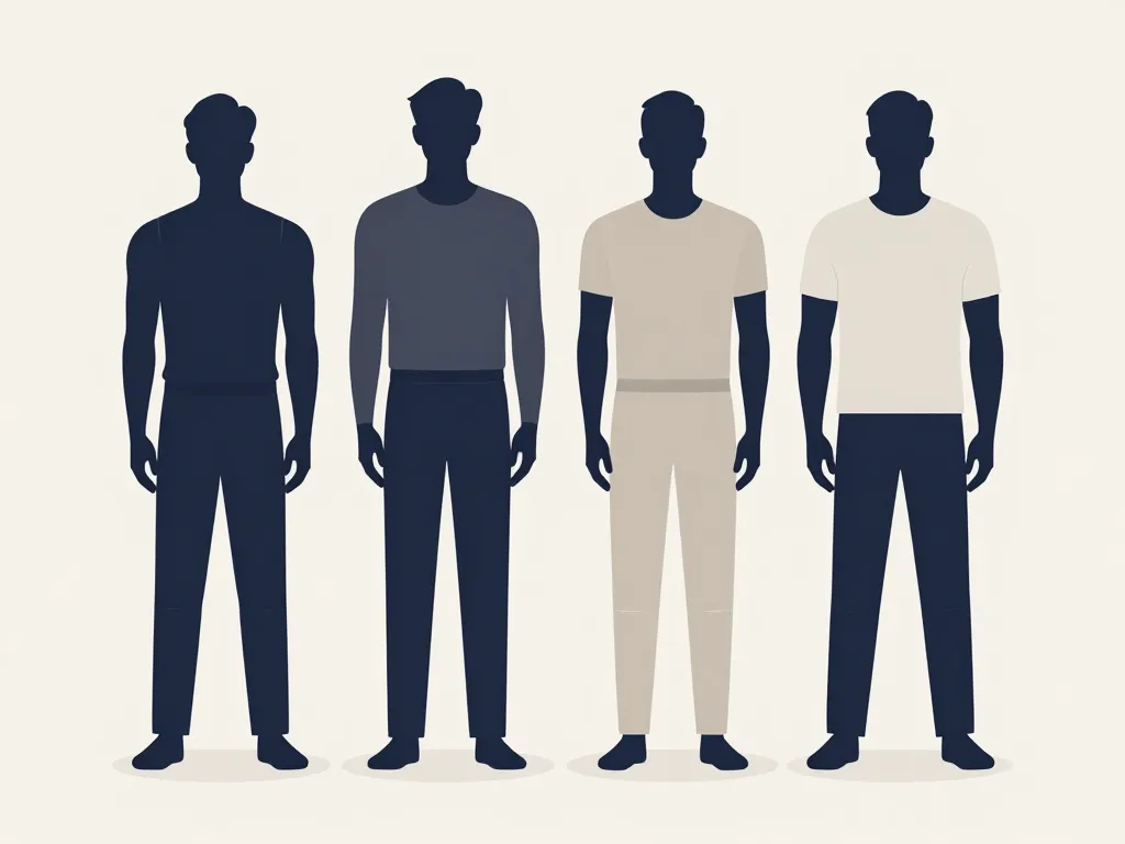 Silhouettes illustrant l’ajustement du style vestimentaire homme selon morphologies