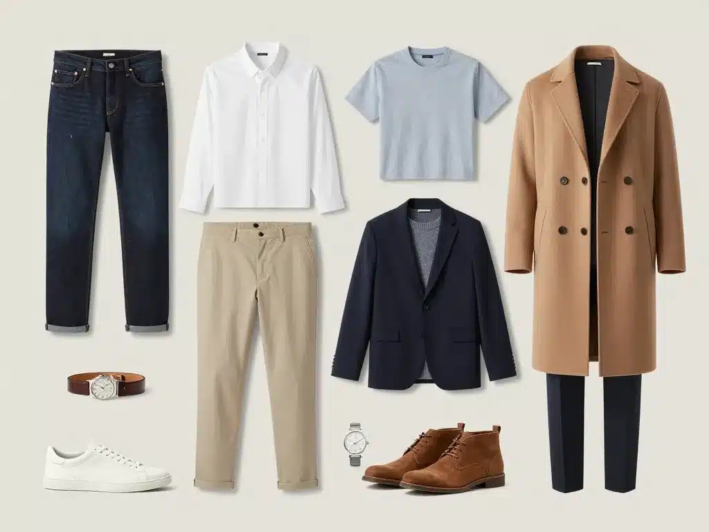 Flat lay des indispensables du style vestimentaire homme