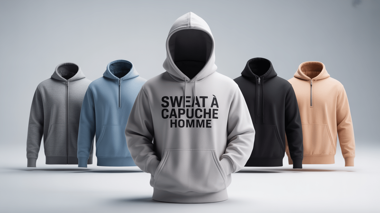 Illustration guide sweat shirt a capuche homme