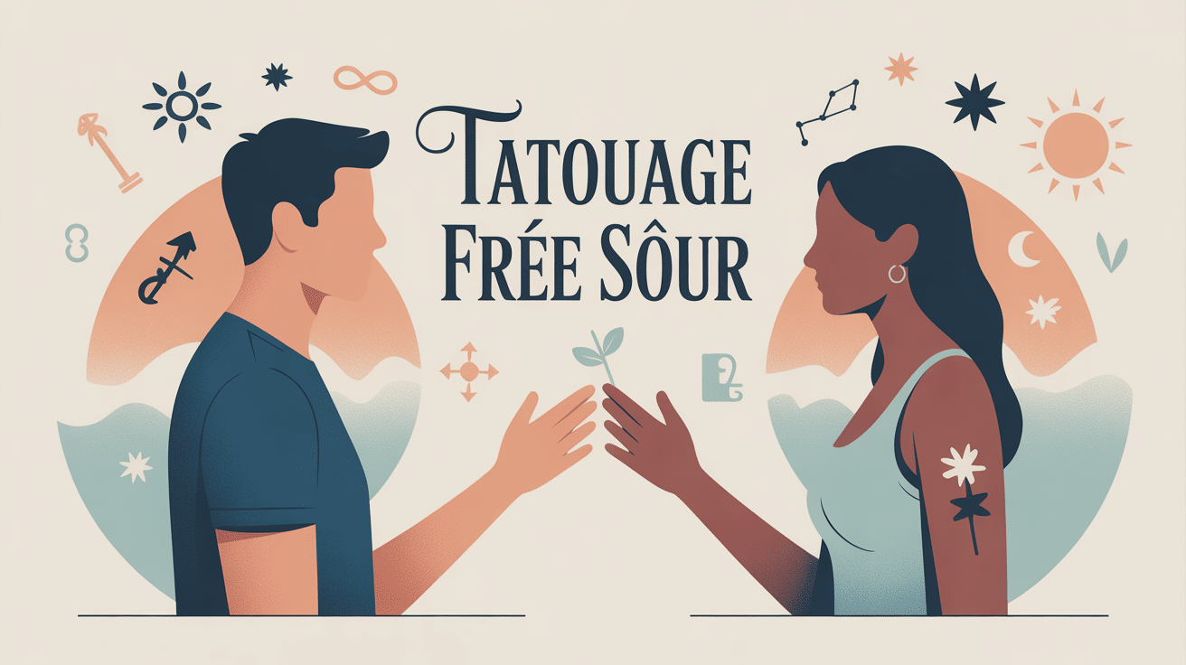Illustration tatouage frere et soeur motifs symboles