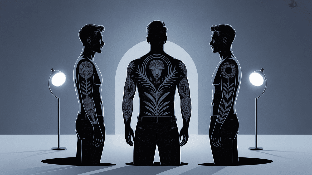 Illustration tatouage mollets homme, styles et placement