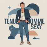Illustration tenue homme sexy élégante, blazer et jean
