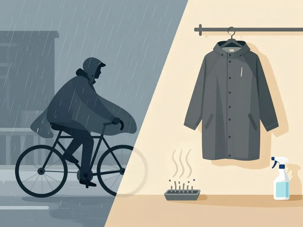 maium poncho vélo sous la pluie et séchage