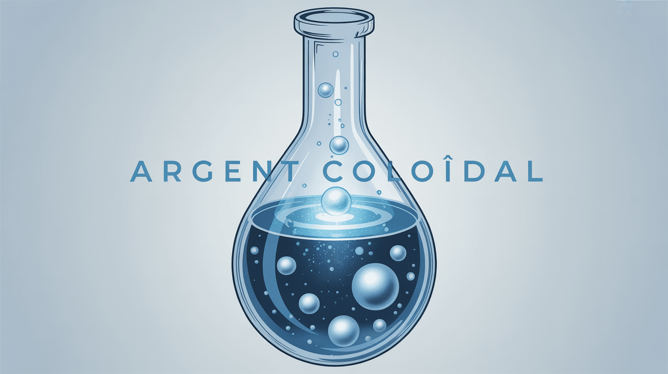 illustration moderne fiole argent colloidal