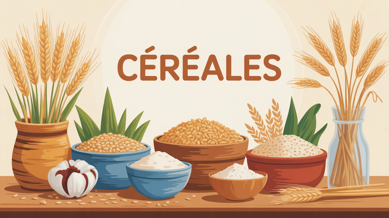 Illustration de céréales complètes en bols