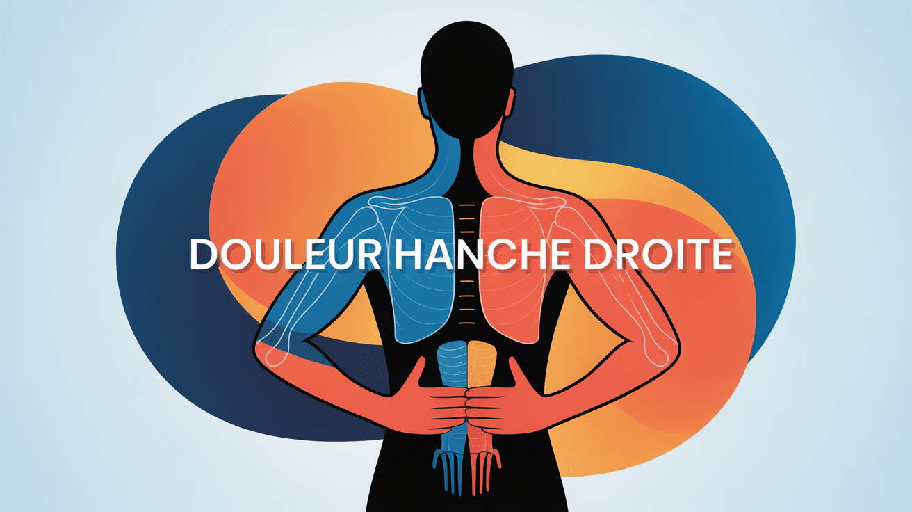 Concept douleur hanche droite signification vue de dos