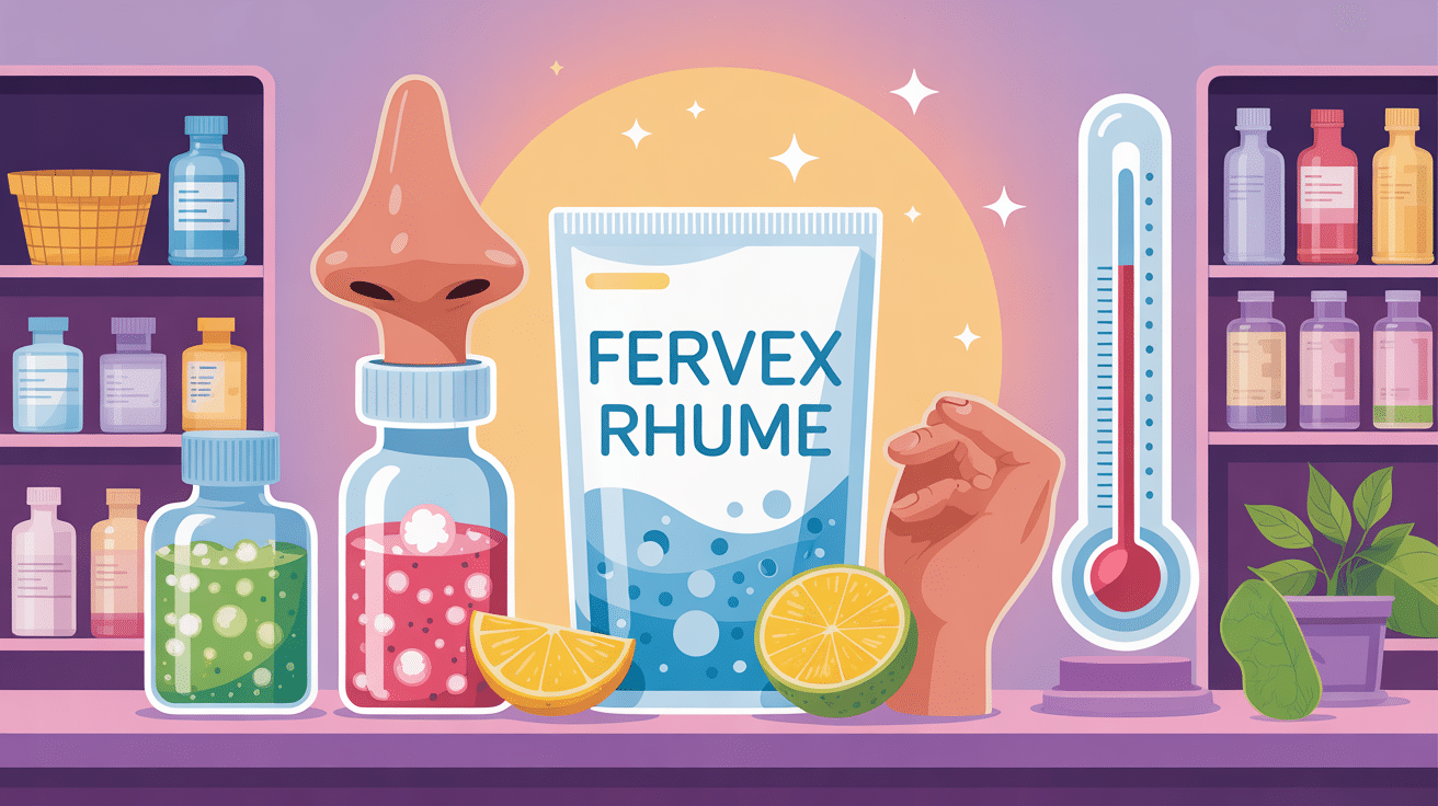 Illustration Fervex rhume sachet et bien-être