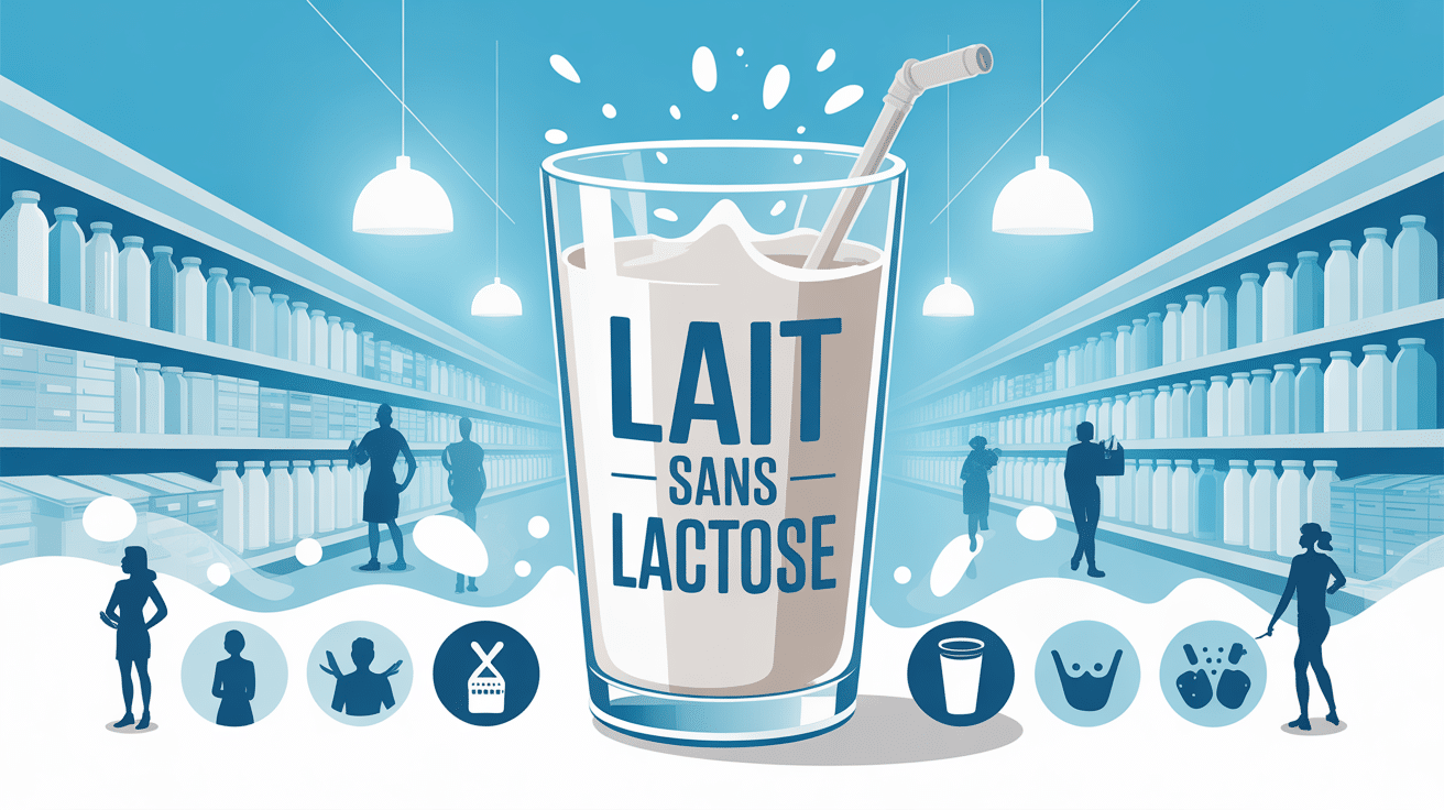 Illustration lait sans lactose verre sourire