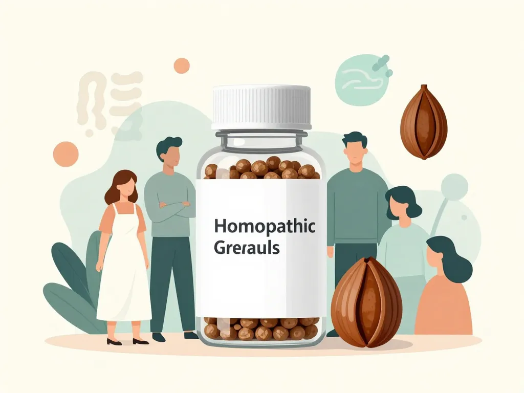 bouteille granules nux vomica illustration homeopathie