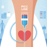Illustration PICC line cathéter veineux central moderne