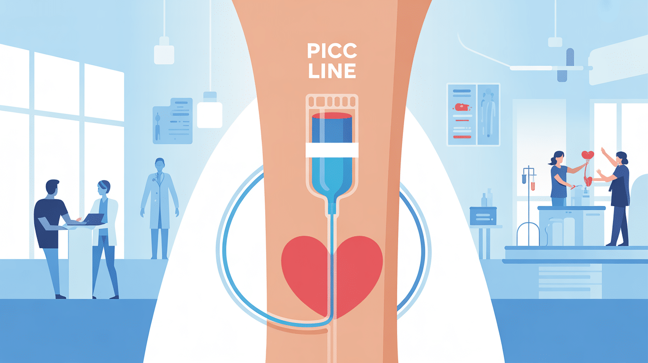 Illustration PICC line cathéter veineux central moderne