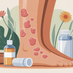 illustration vectorielle psoriasis cuir chevelu plaques rouges et soins