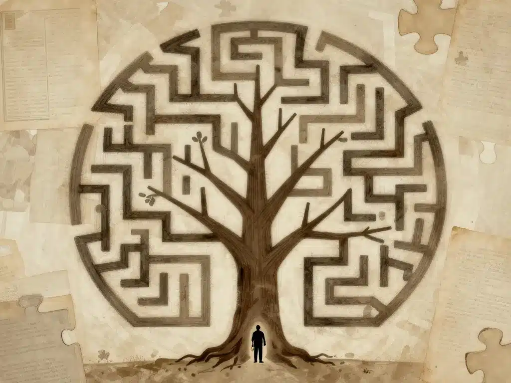 Recherche d'une personne décédée labyrinthe arbre généalogique