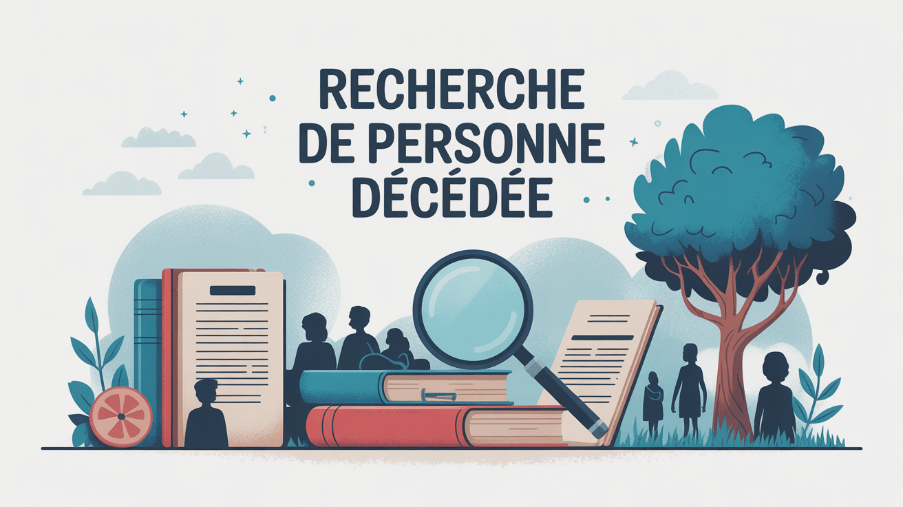 Recherche d'une personne décédée illustration arbre généalogique documents
