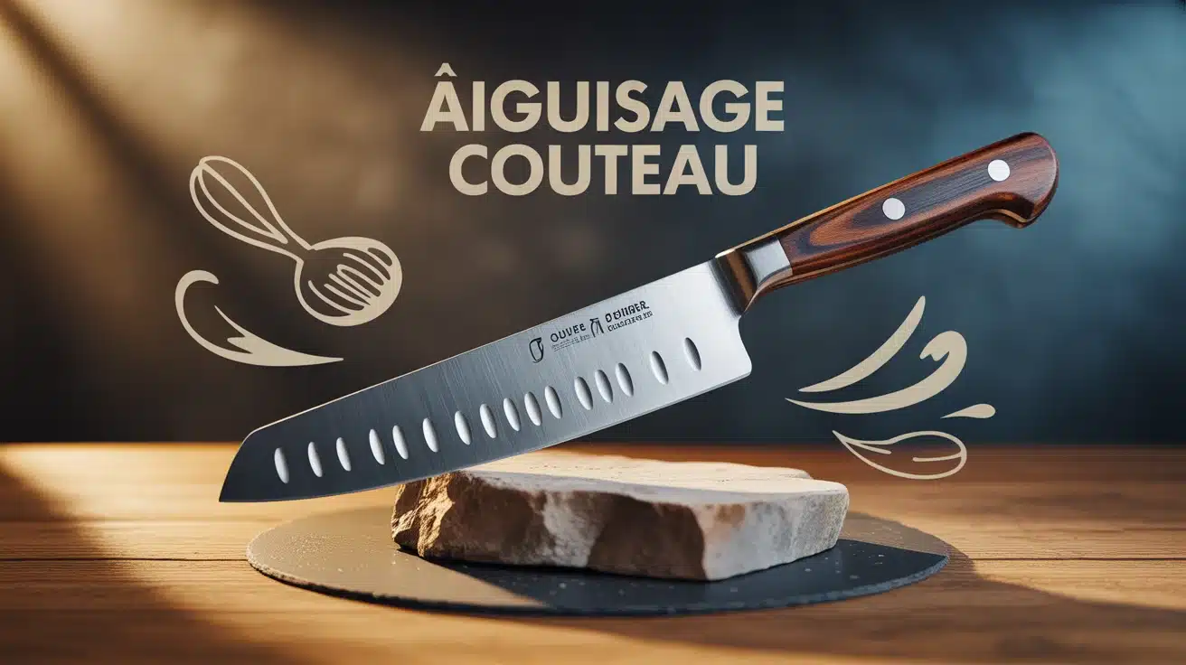 illustration vectorielle aiguisage couteau sur pierre