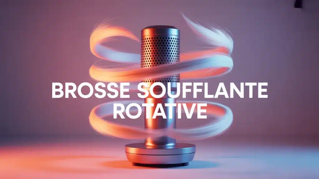 Illustration brosse soufflante rotative avec cheveux volumineux et brillants