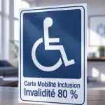 Illustration carte Mobilité Inclusion invalidité 80 % avec symbole handicap