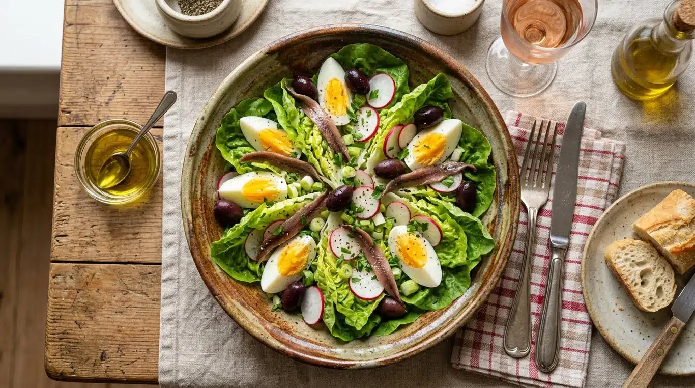 Salade pascale traditionnelle provençale dans un plat en céramique