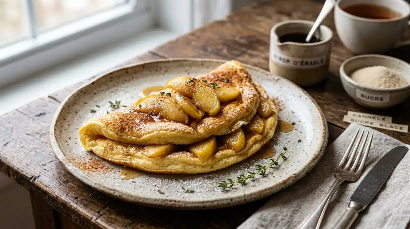 Omelette sucrée aux pommes et cannelle