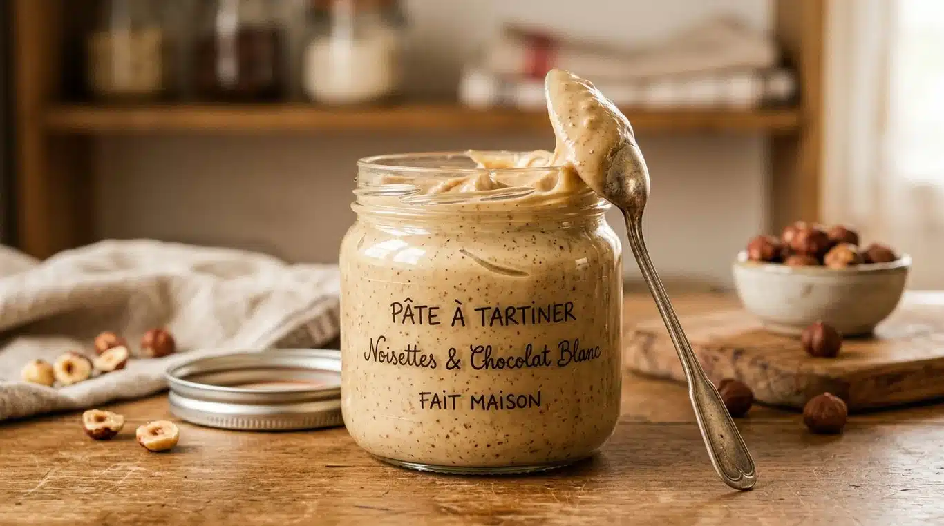 Pâte à tartiner maison aux noisettes et chocolat blanc