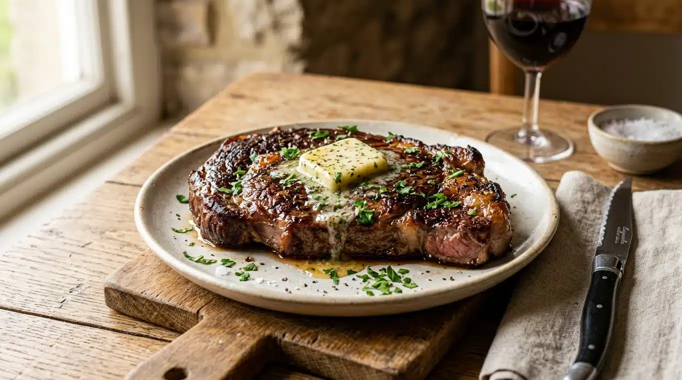 Beurre Maître d'Hôtel sur une entrecôte