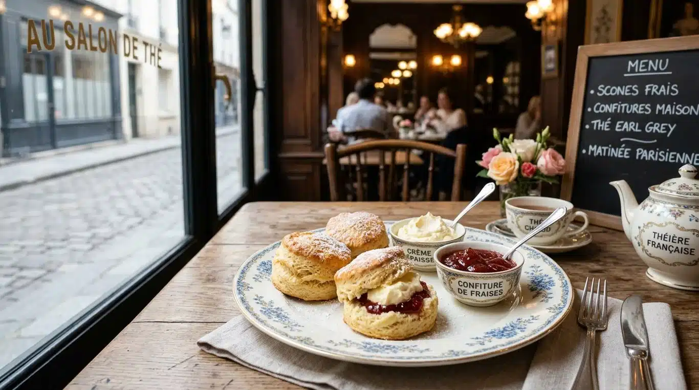 Scones maison façon palace avec crème et confiture