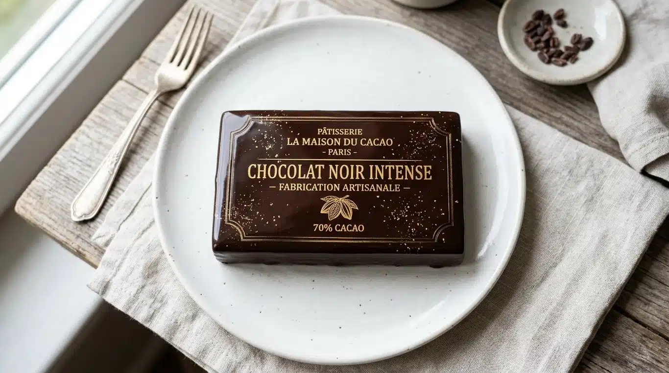 Gâteau fondant au chocolat en forme de tablette