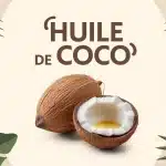 noix de coco ouverte avec huile de coco brillante