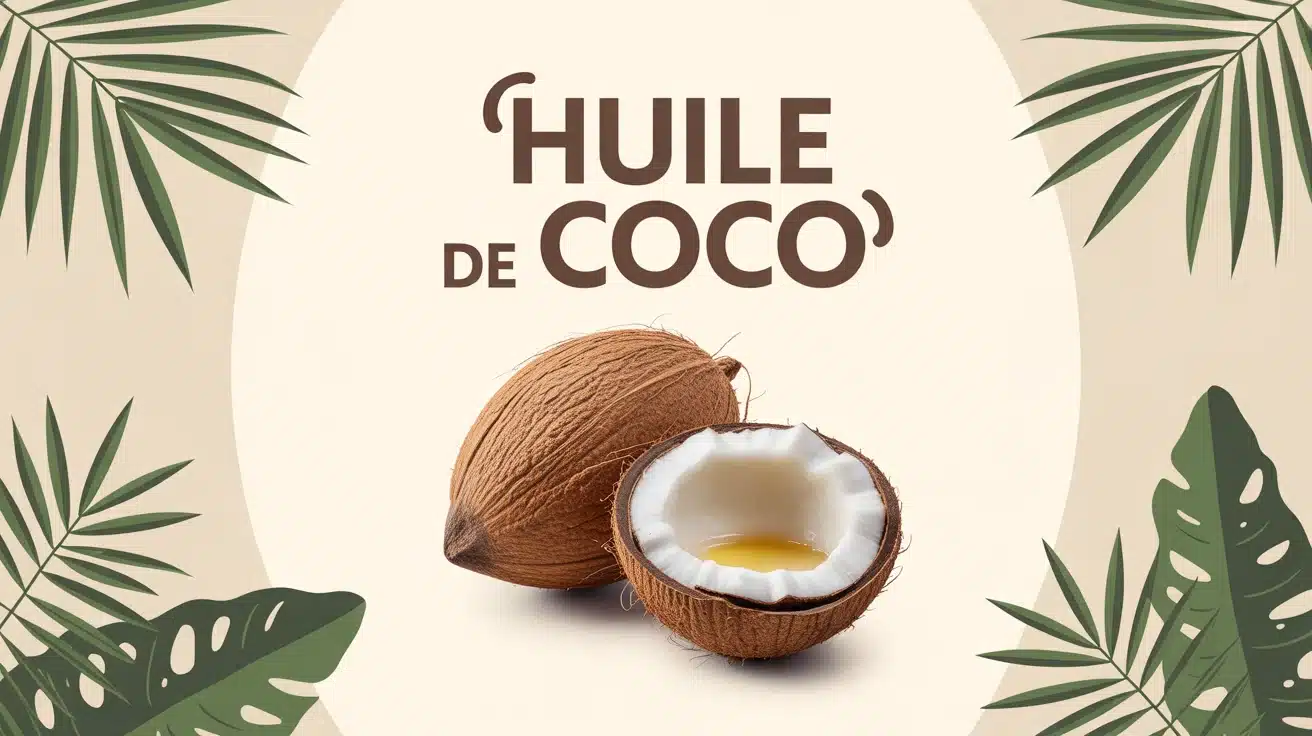 noix de coco ouverte avec huile de coco brillante