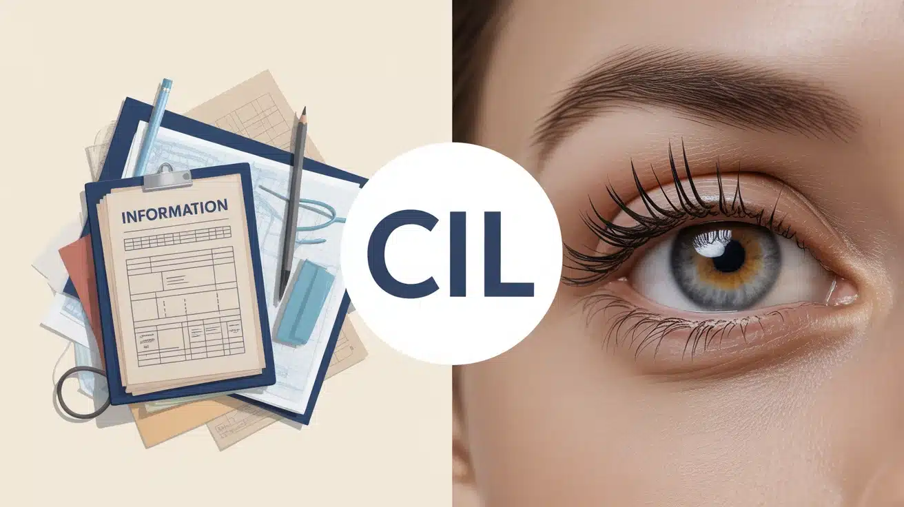 Illustration vectorielle montrant la dualité du mot cil entre logement et esthétique du regard