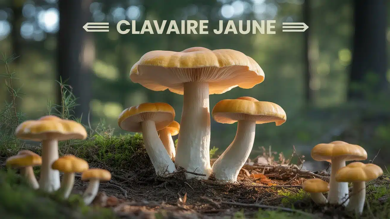 Illustration vectorielle de clavaire jaune en forêt