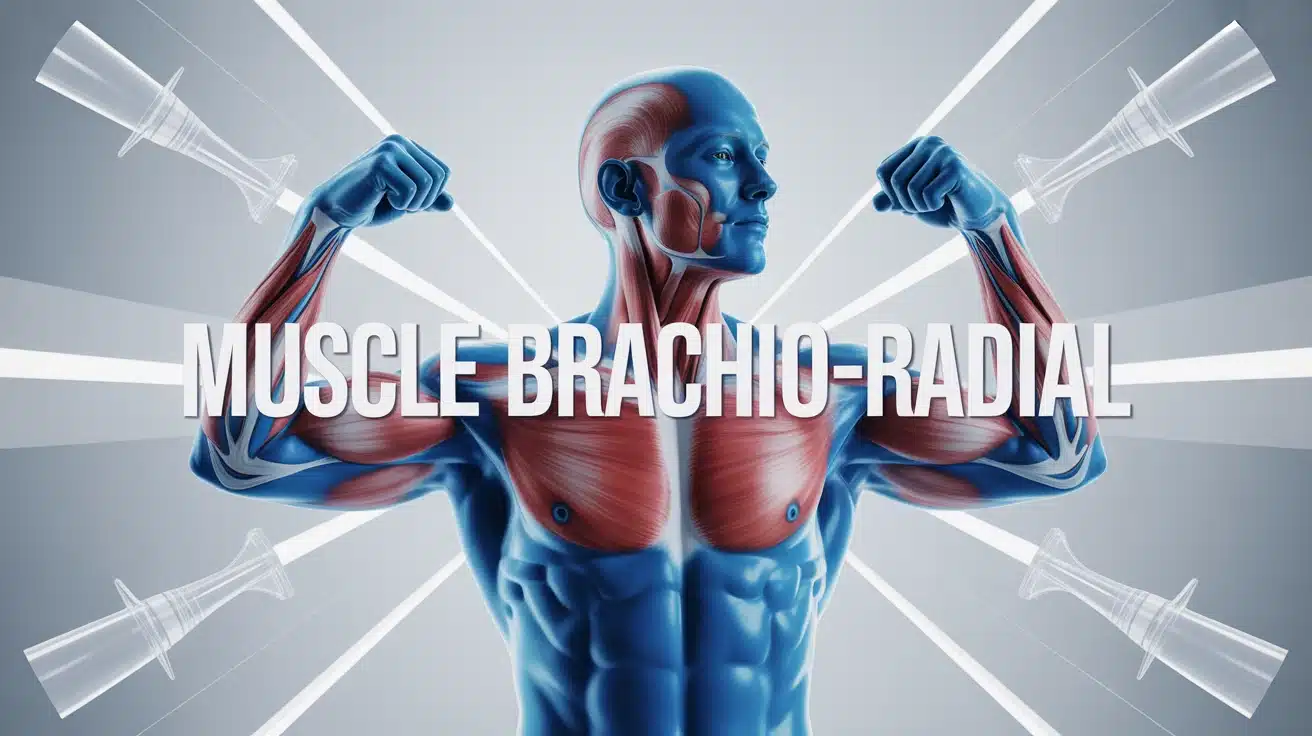 Illustration vectorielle du muscle brachio-radial en bleu sur avant-bras stylisé