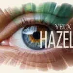 Gros plan œil yeux hazel effet sunburst doré vert