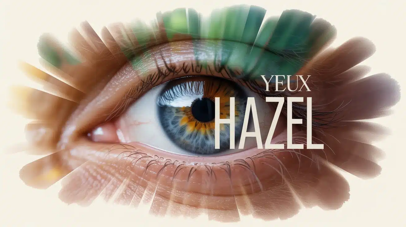 Gros plan œil yeux hazel effet sunburst doré vert