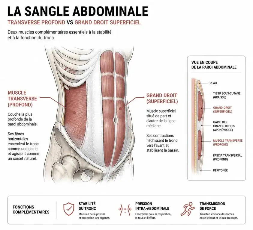 Schéma anatomique des muscles abdominaux pour un ventre plat