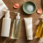Meilleur nettoyant visage crème gel huile lait sur table bois