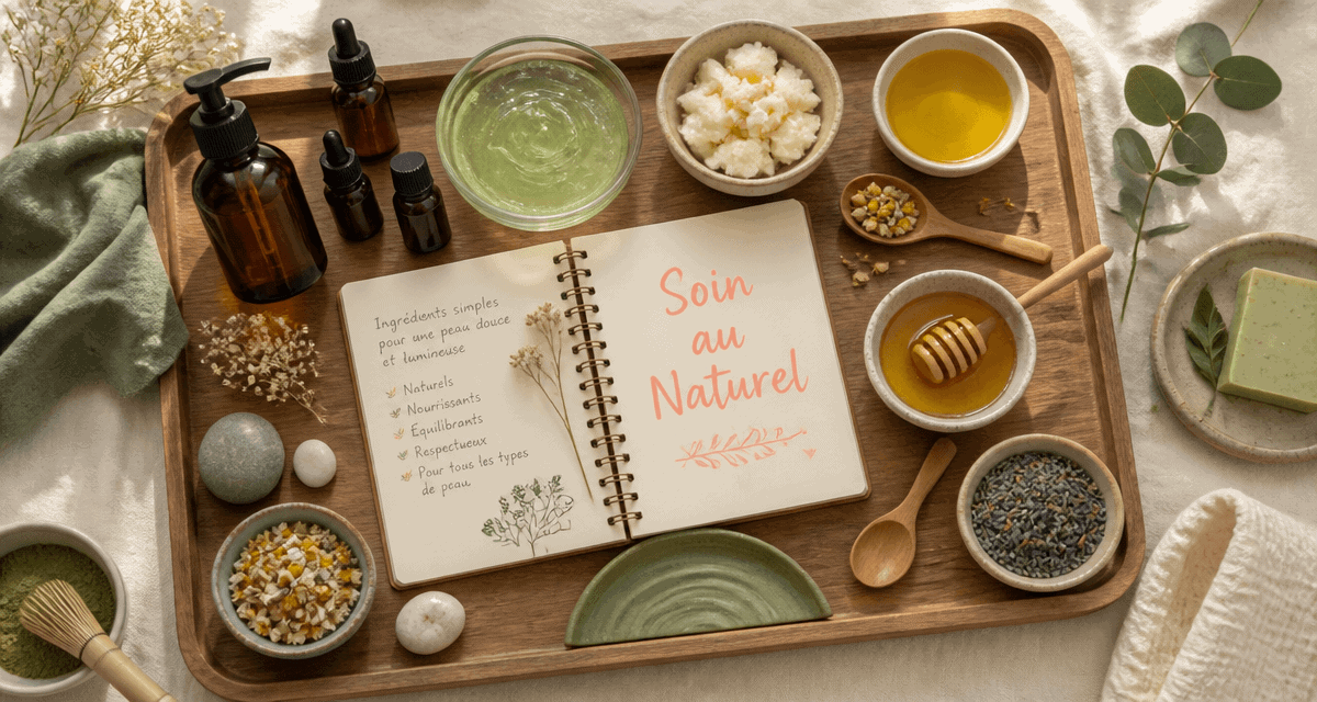 soin au naturel avec actifs végétaux sur plateau