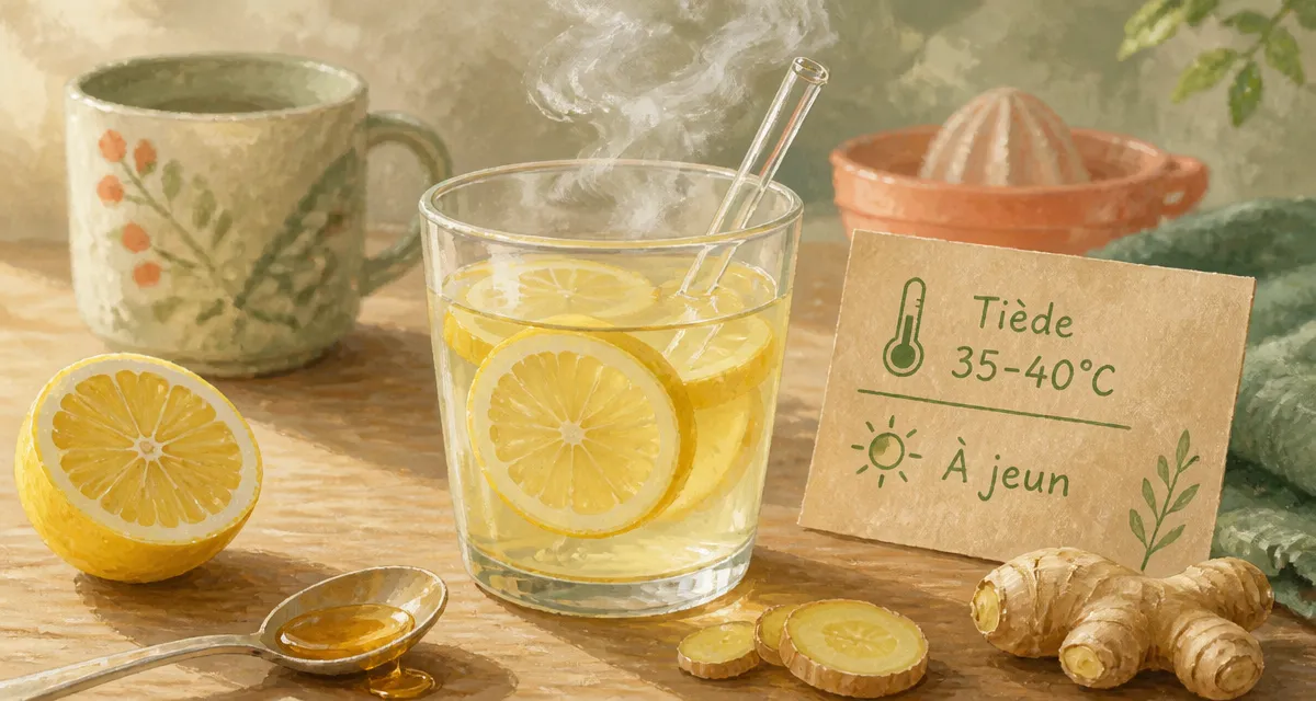 Boire jus de citron le matin : eau citronnée tiède à jeun