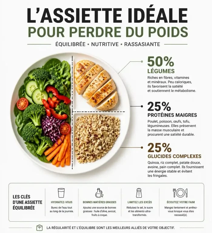 Infographie sur l'équilibre alimentaire pour maigrir vite et bien