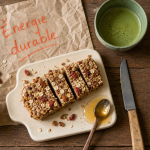 Aliment qui donne de l energie rapidement : barre d’énergie maison, flocons d’avoine et thé matcha
