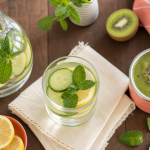 Boisson detox pour maigrir : verre d’eau concombre citron menthe