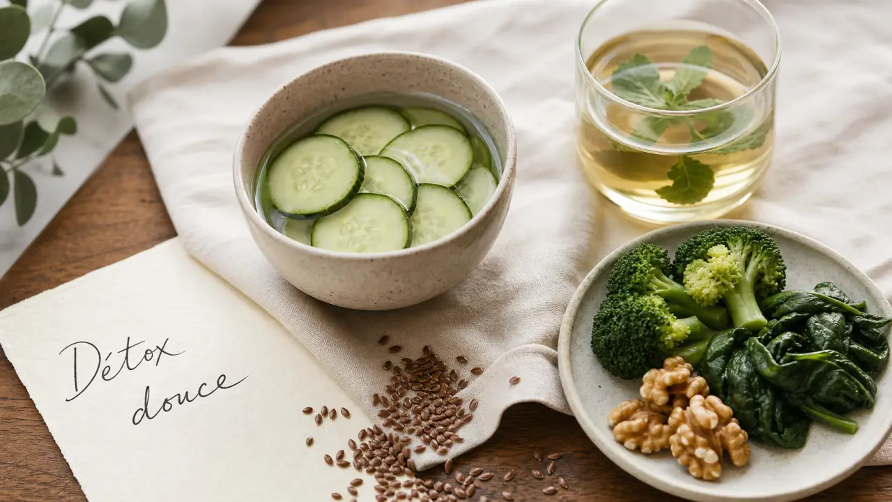 Comment detoxifier son corps : détox douce foie reins digestion, eau, concombres et infusion